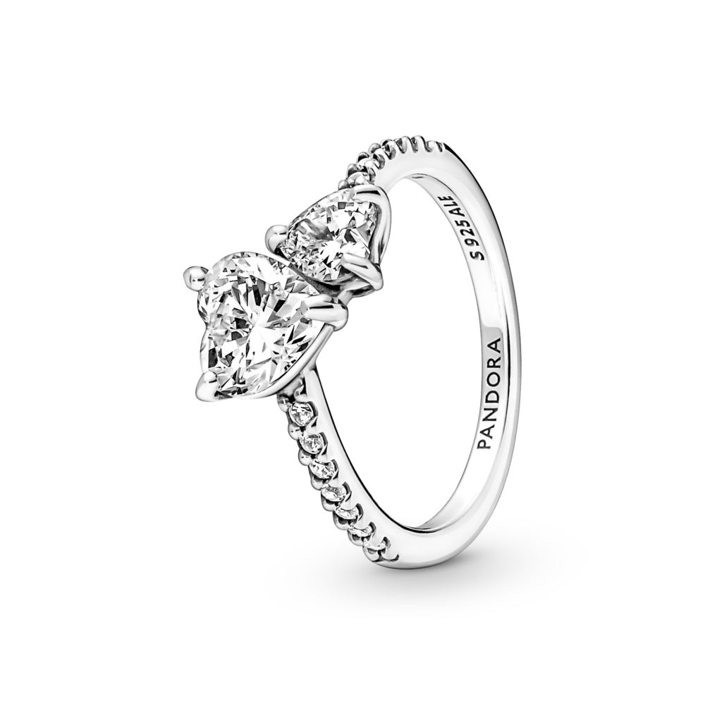 Double Heart Sparkling Ring – Graziella Fine Jewellery