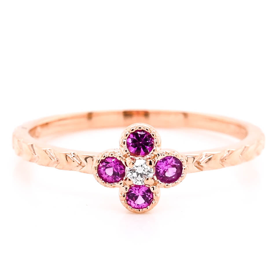 Pink sapphire and diamond on sale band