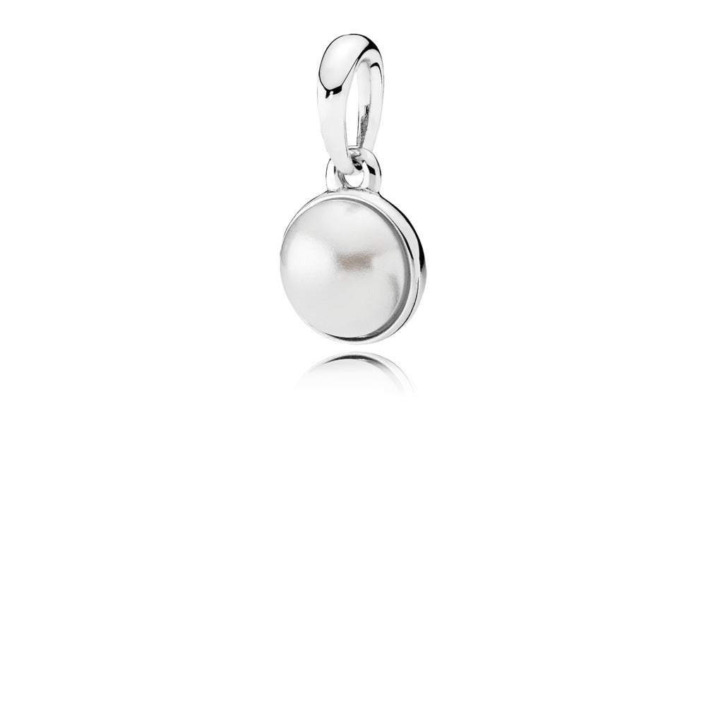 PANDORA Luminous Elegance White Pearl Charm with Clear Cubic Zirconia