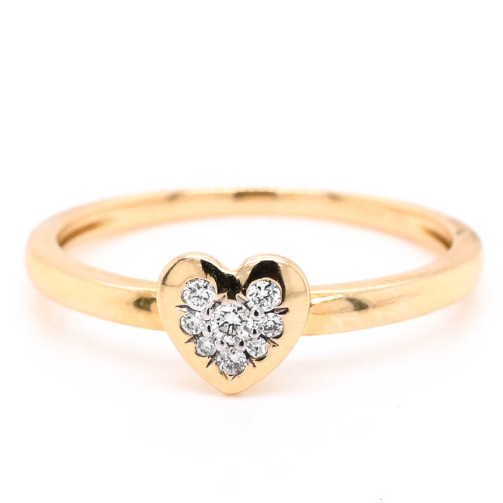 14KT Yellow Gold 0.07CTW Diamond Heart Ring.