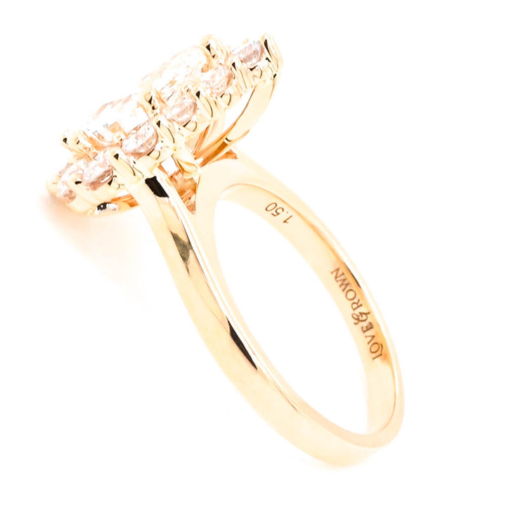 10KT Yellow Gold 2.50CTW Pear shape Lab Grown Diamond Halo Set Engagement Ring.