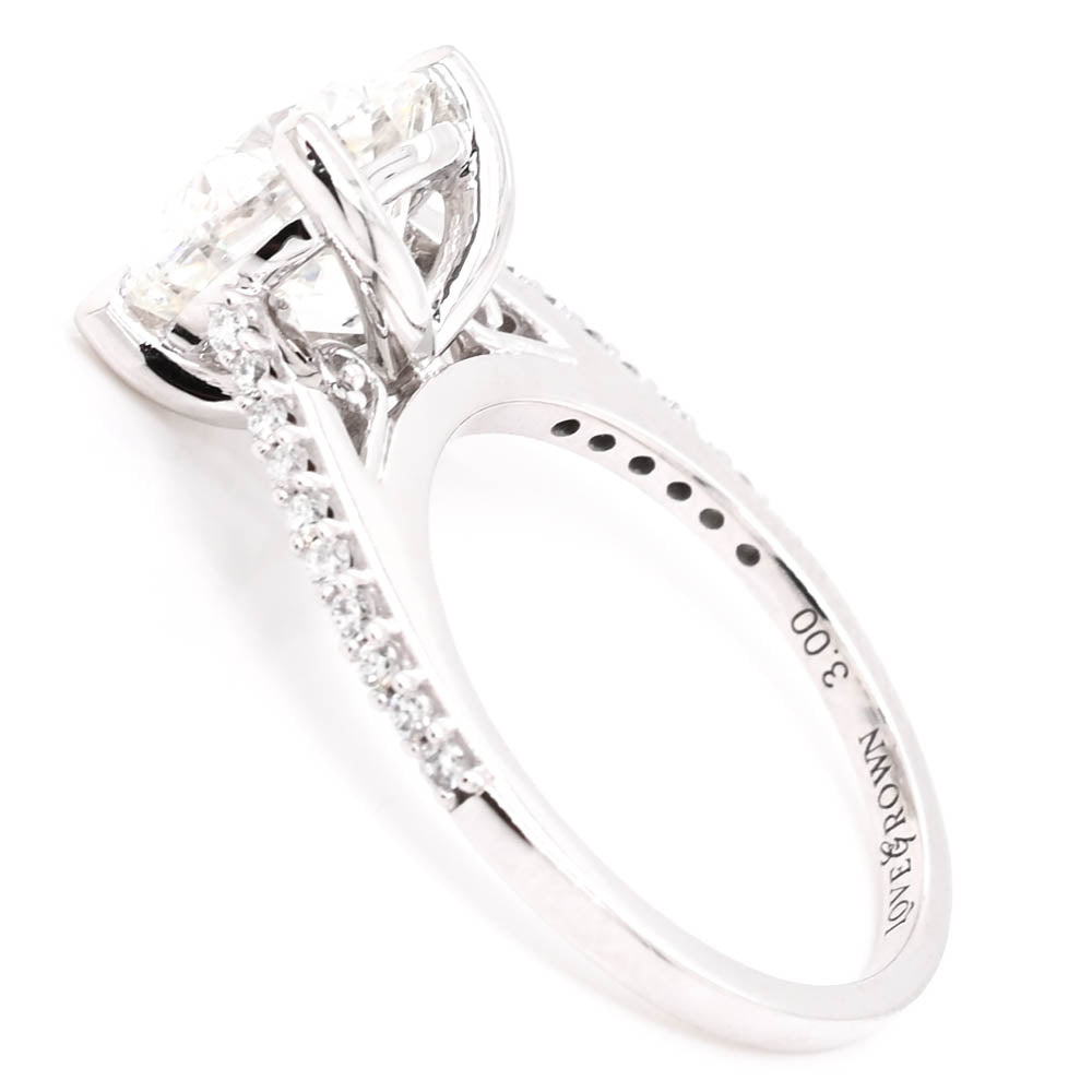 14KT White Gold 3.15CTW Round Brilliant Lab Grown Diamond Accent Engagement Ring.