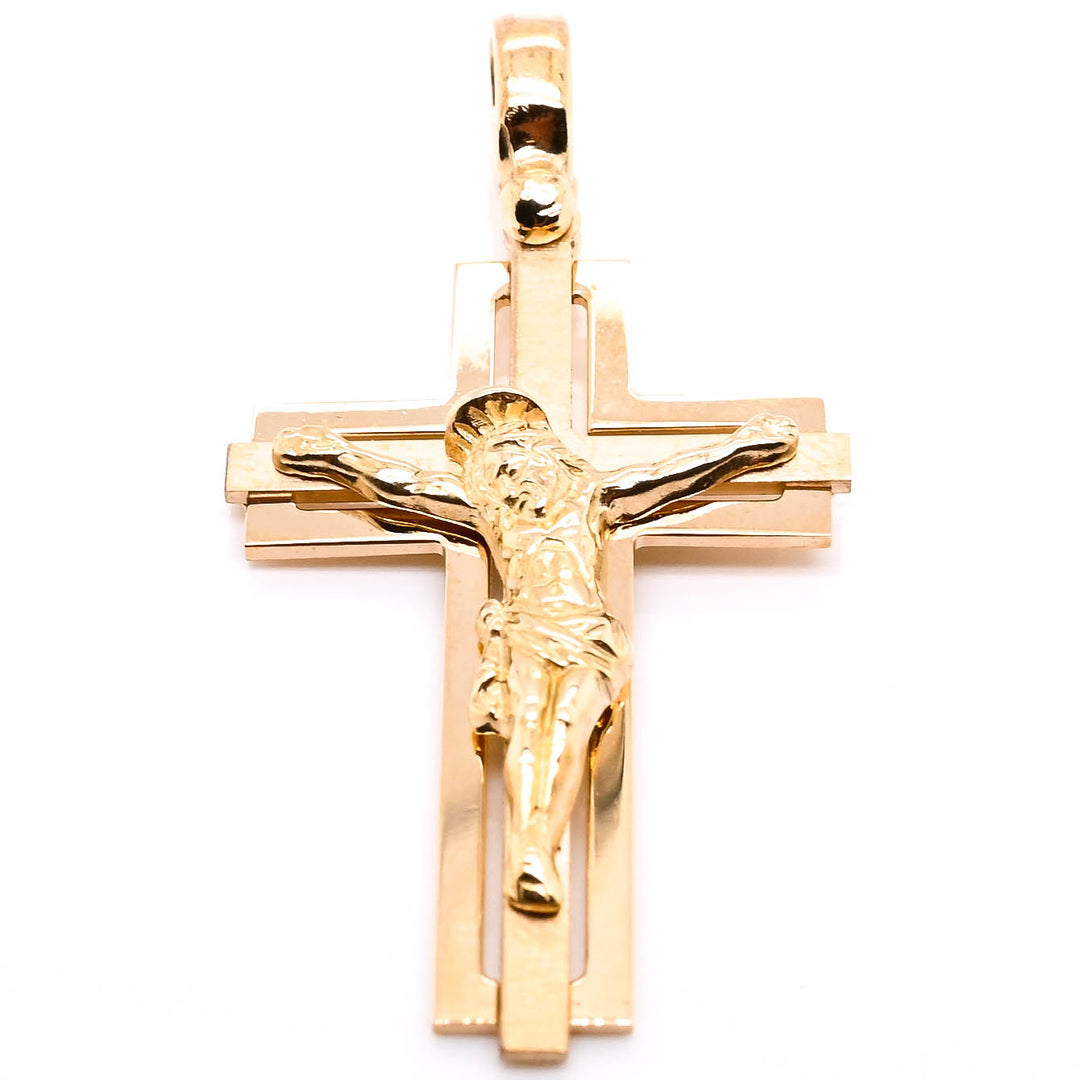 10KT Yellow Gold 41x22mm Crucifix Pendant.