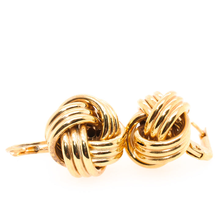 10 Karat Yellow Gold Love Knot Lever Back Earrings.