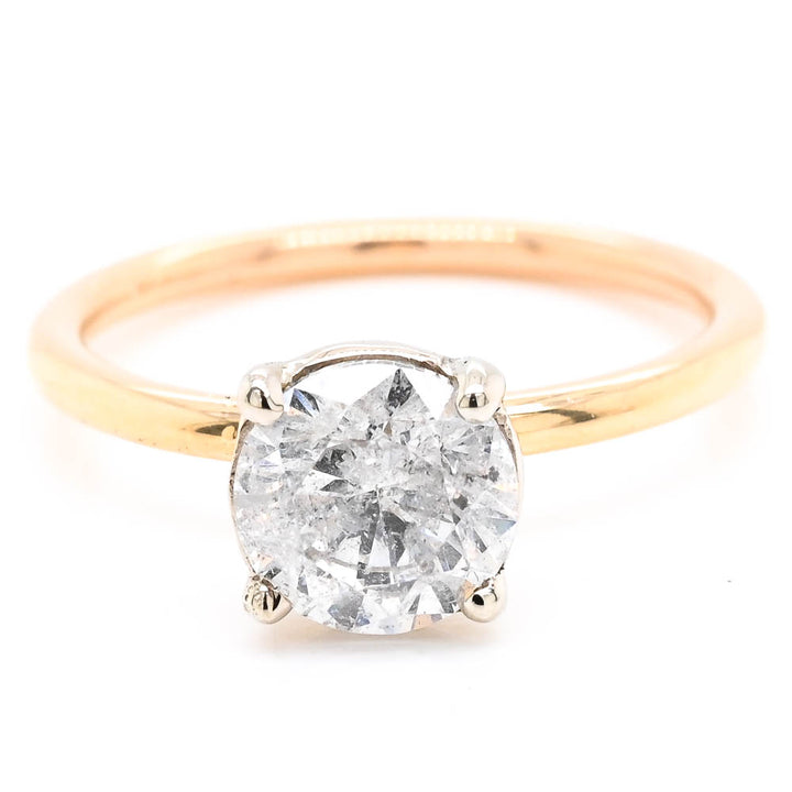 14KT Yellow Gold 1.52CT Round Brilliant Diamond Solitaire Engagement Ring.