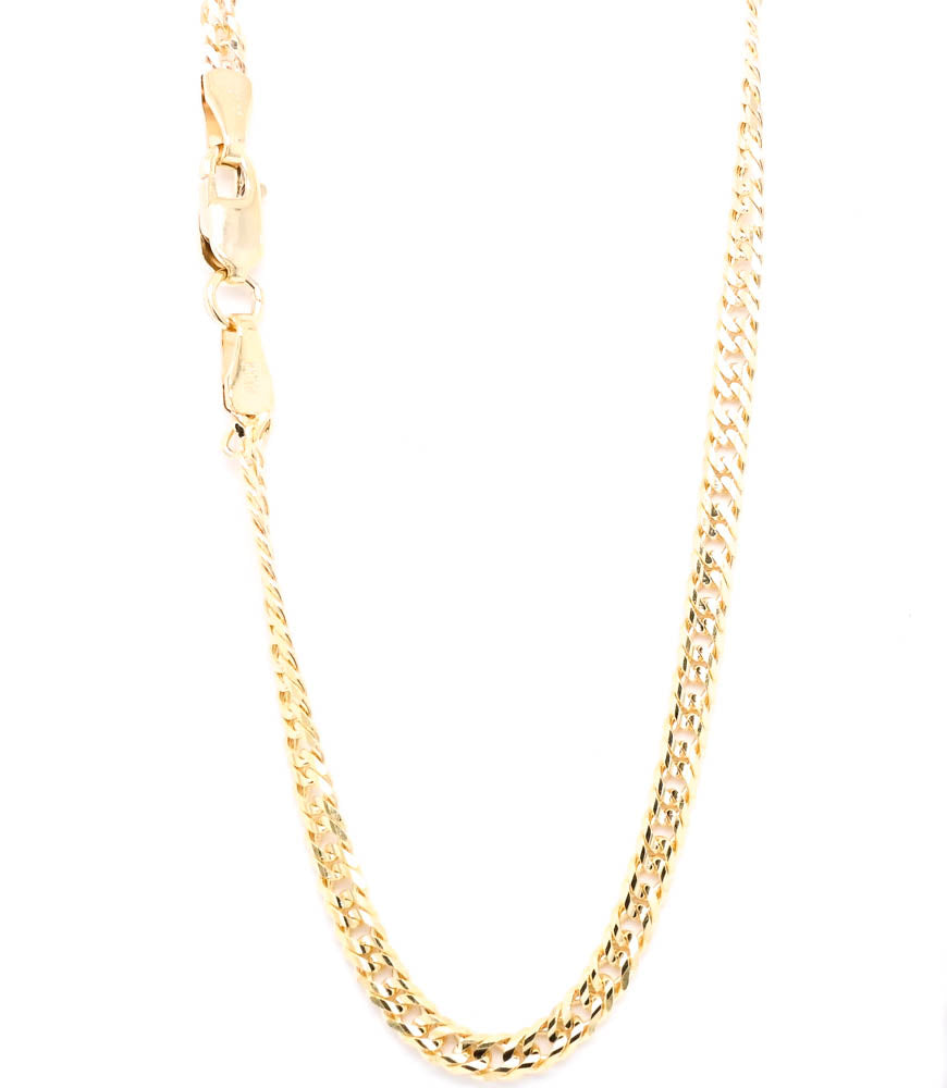 10KT Yellow Gold 18" 2.5mm Curb Link Chain.