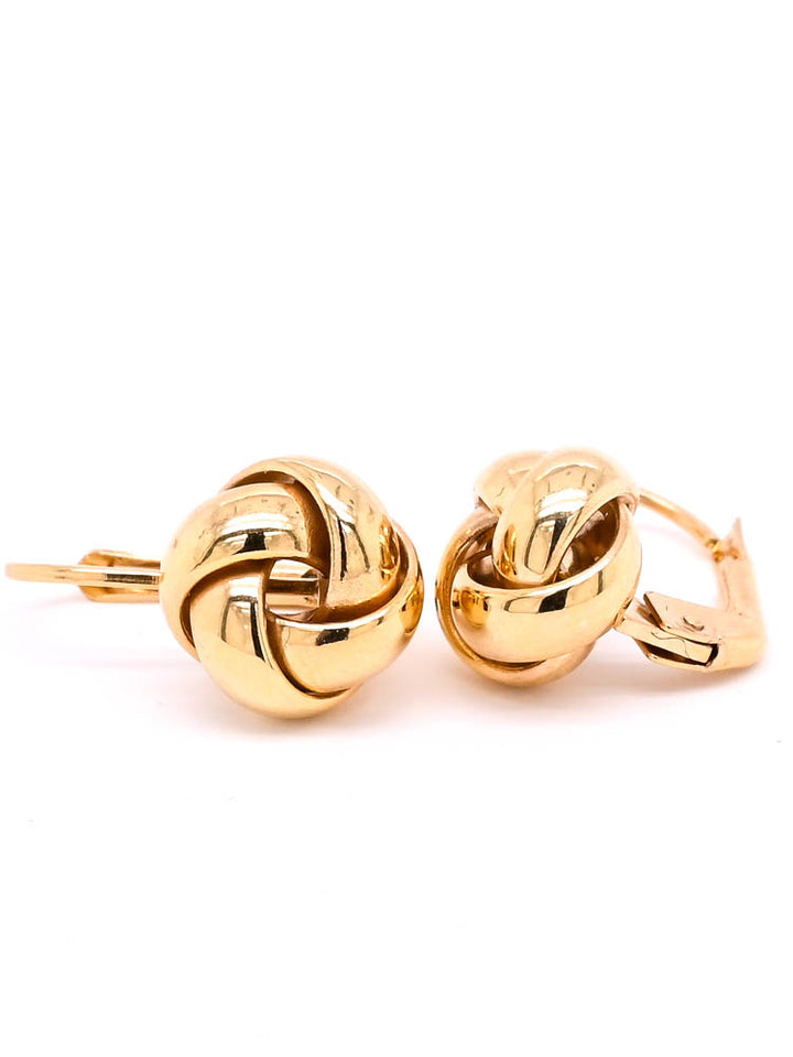 10KT Yellow Gold Love Knot Lever Back Earrings.