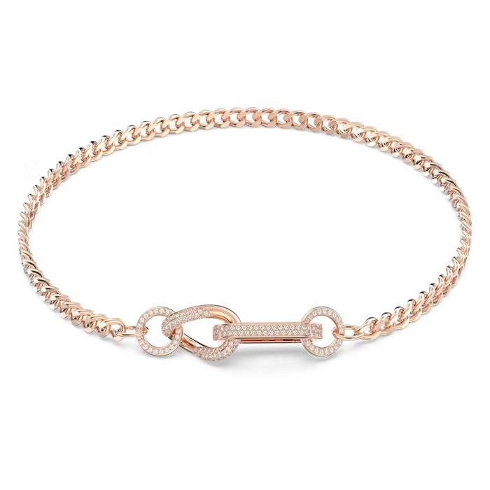 Swarovski Dextera necklace Pavé, Mixed links, White, Rose gold-tone plated