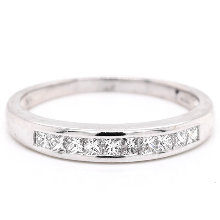 14KT White Gold 0.25CTW Princess Cut Diamond Channel Set Wedding Band.