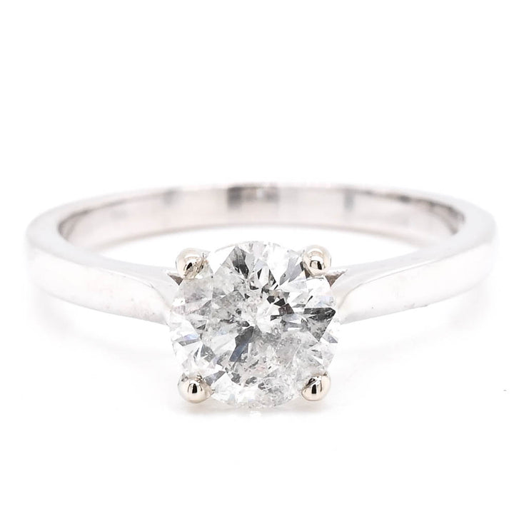 14KT White Gold 1.01CT Round Brilliant Diamond Solitaire Engagement Ring.