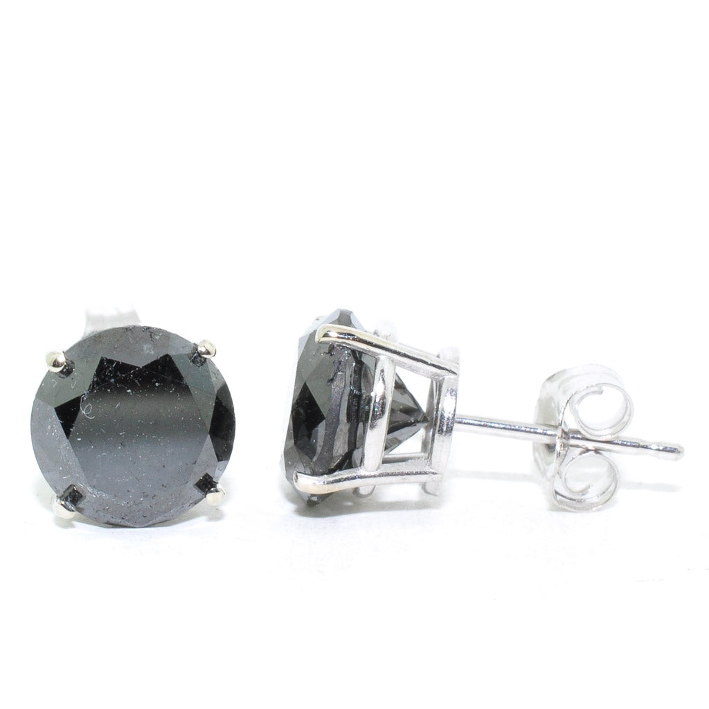 14KT White Gold 4.40CTW Black Diamond Stud Earrings.