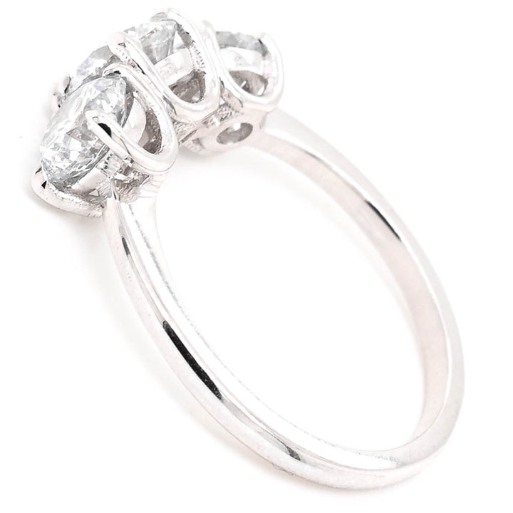 14KT White Gold 2.11CTW Round Brilliant LAB GROWN Diamond Trinity Ring.