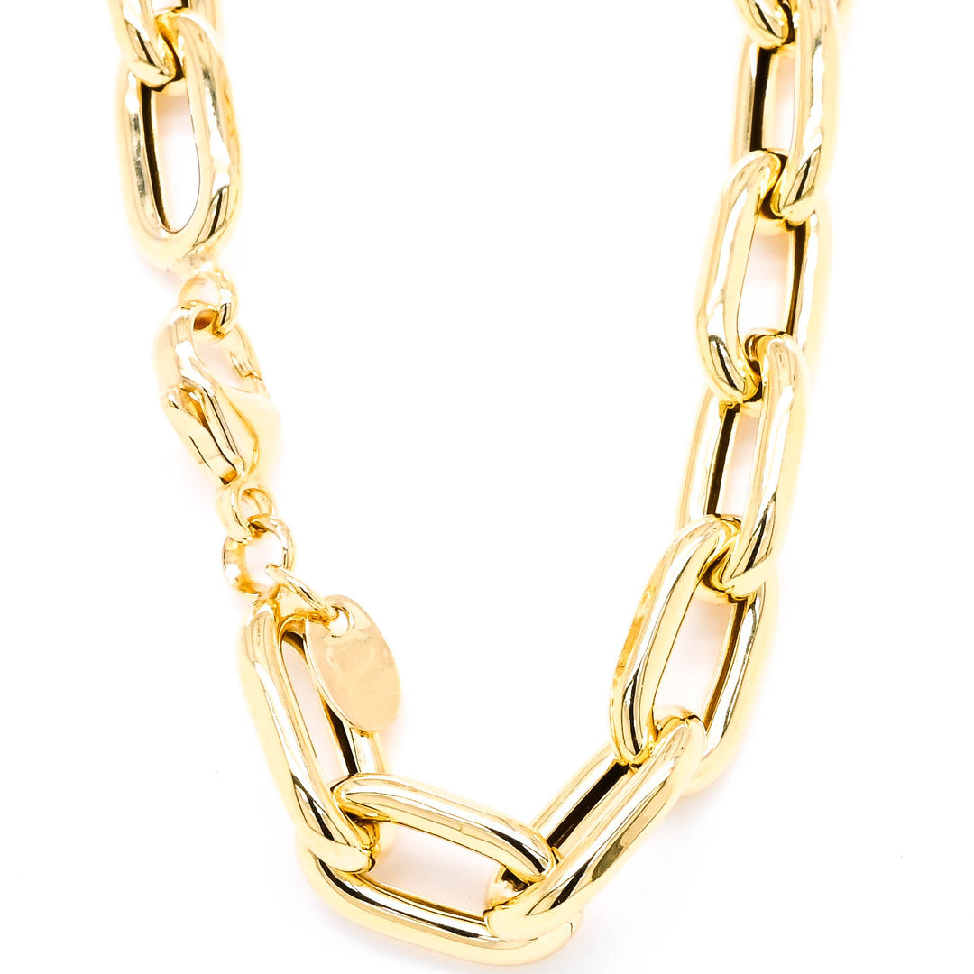 14KT Yellow Gold 20" 7.5mm Oval Hollow Link Necklace.