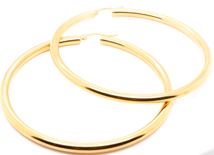 14KT Yellow Gold 55mm Large Hoop Earrings.