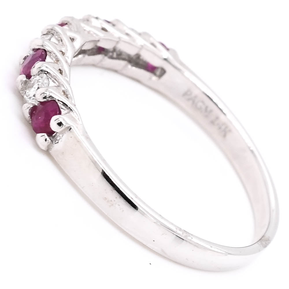 14KT White Gold 0.28CTW Ruby & Diamond Ring.