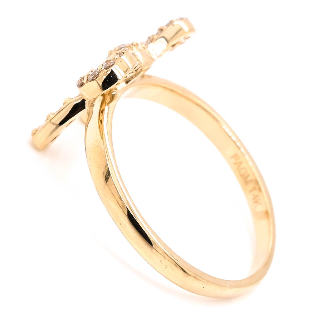 14KT Yellow Gold 0.34CTW Diamond Bow Ring.