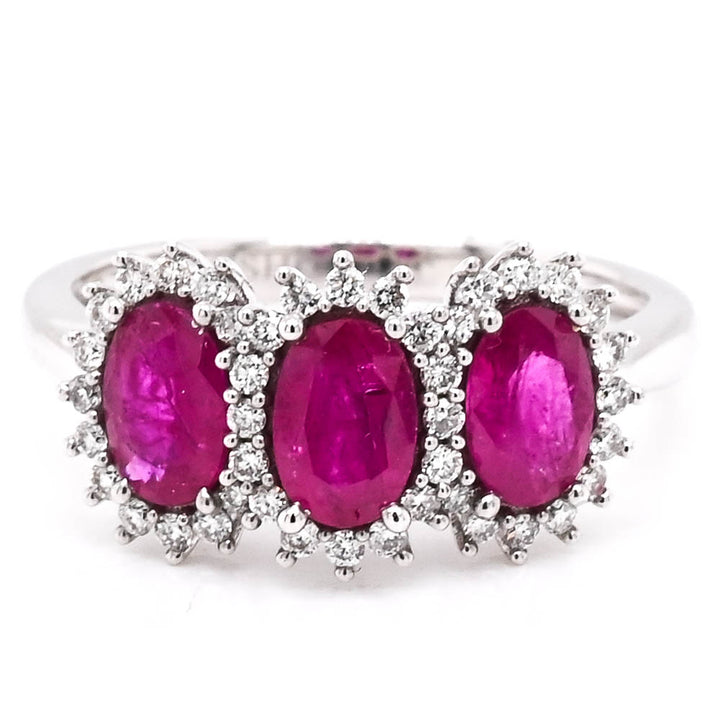 14KT White Gold 1.37CTW Ruby & Diamond Ring.