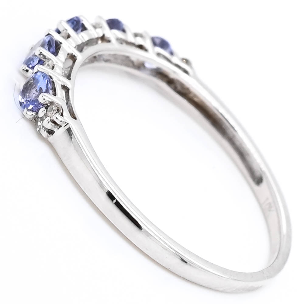 10KT White Gold Tanzanite & Diamond Band.