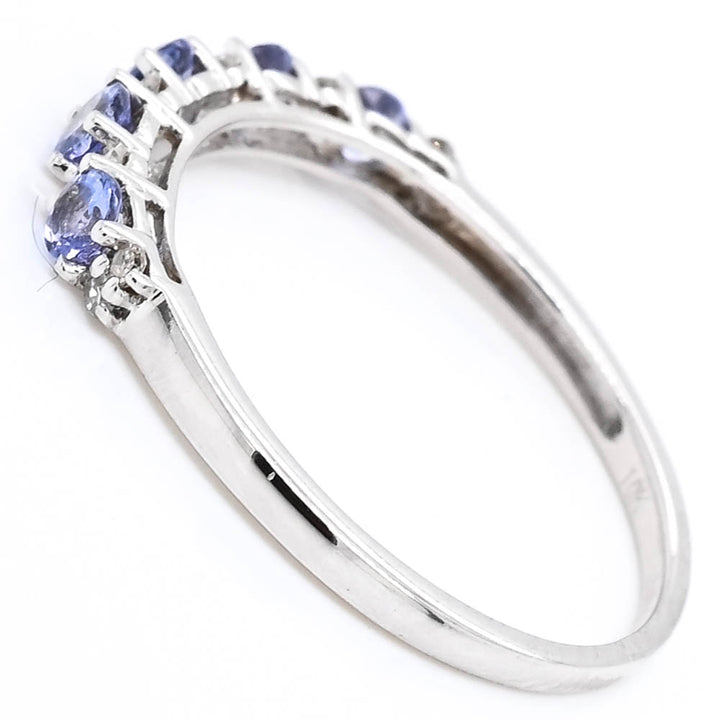 10KT White Gold Tanzanite & Diamond Band.