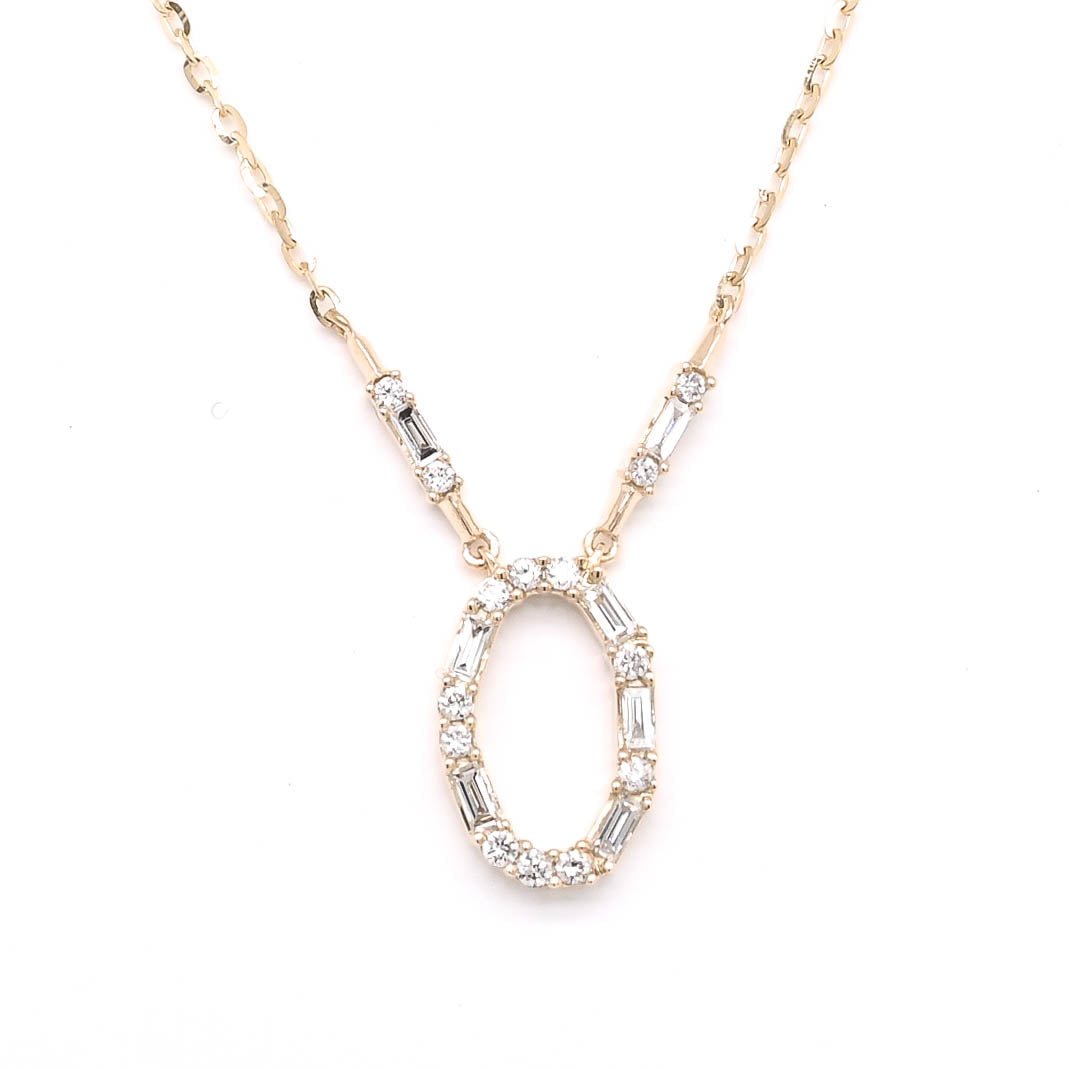 14KT Yellow Gold 18" 0.21CTW Diamond Oval Shape Necklace.