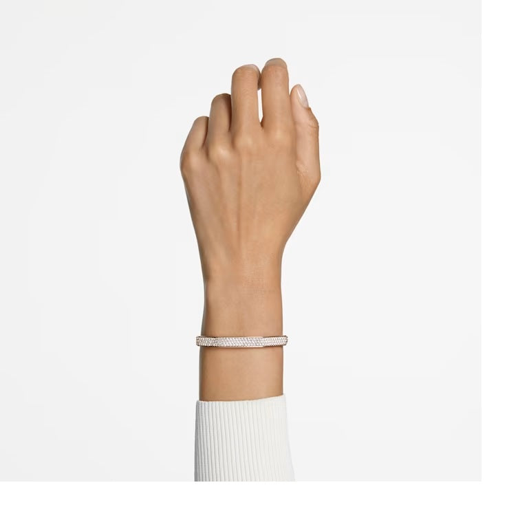 Dextera bangle Octagon, Pavé, White, Rose gold-tone plated.