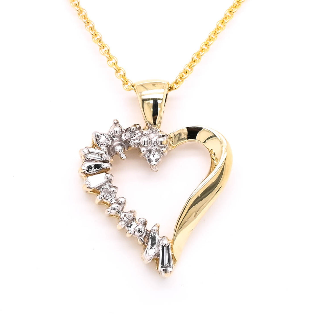 Heart Pendant with A Diamond in 10kt Yellow Gold