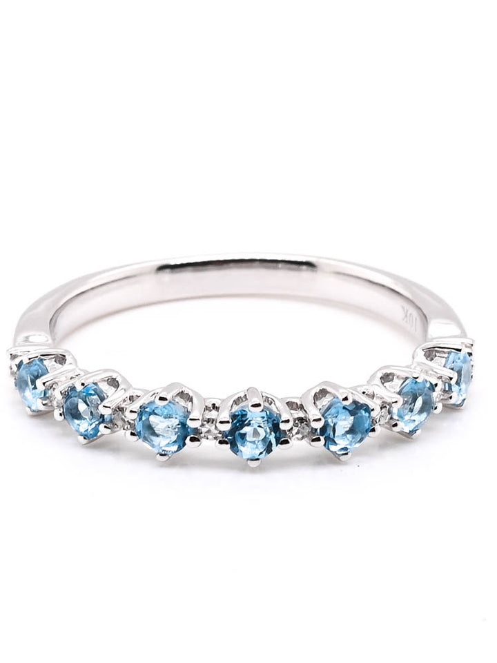 10KT White Gold 0.60CTW Blue Topaz & Diamond Band.