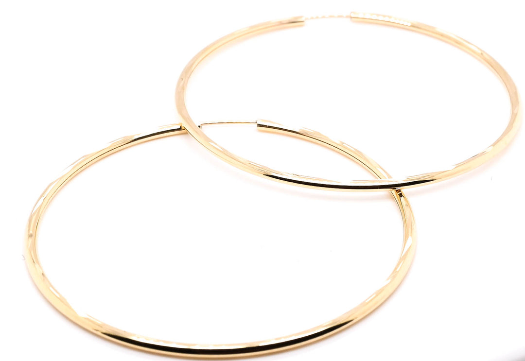 10KT Yellow Gold 40mm Hoop Earrings.