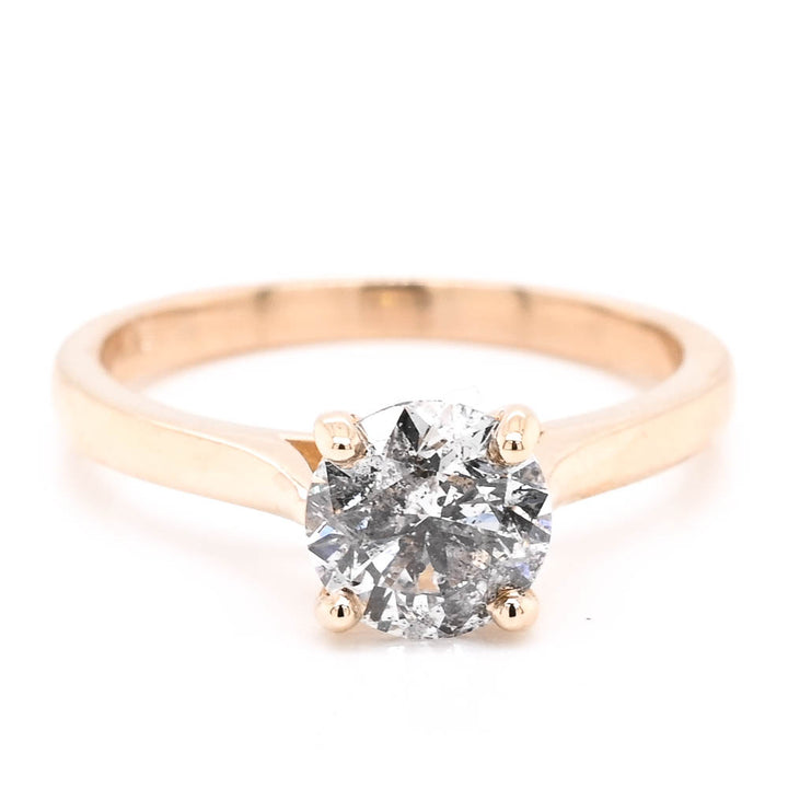 14KT Yellow Gold 1.01CT Round Brilliant Diamond Solitaire Engagement Ring.