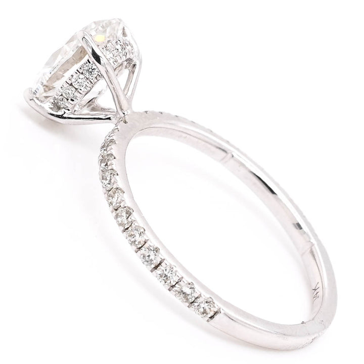 14KT White Gold 1.97CTW Oval shape Lab Grown Diamond Hidden Halo Engagement Ring.