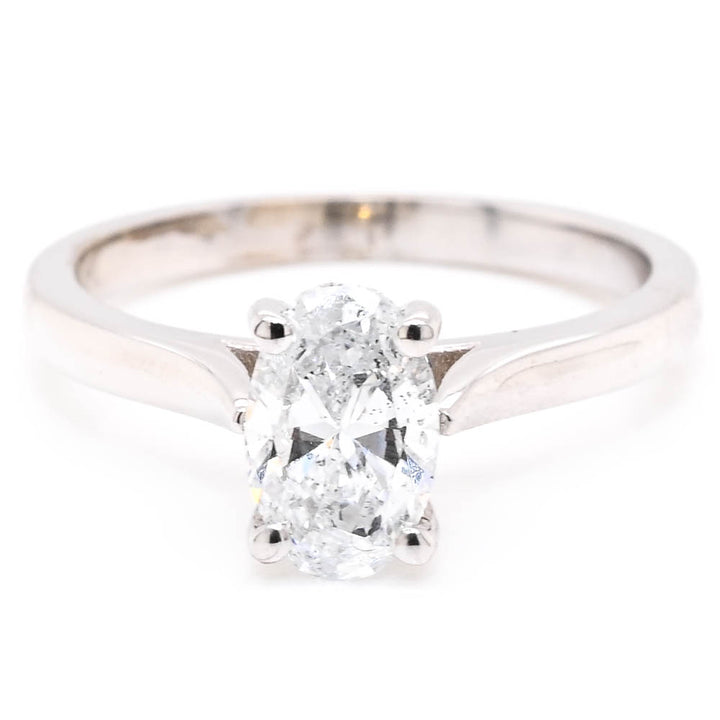 14KT White Gold 1.00CT Oval Shape LAB GROWN Diamond Solitaire Engagement Ring.