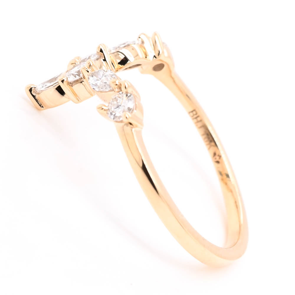 10KT Yellow Gold 0.46CTW Lab Grown Diamond Chevron Ring.