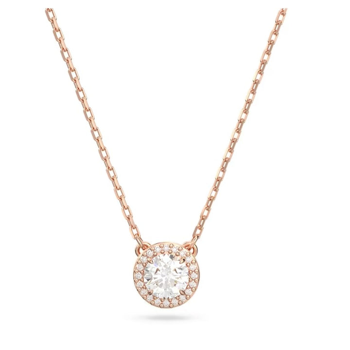 Swarovski Constella pendant Round cut, Pavé, White, Rose gold-tone plated.