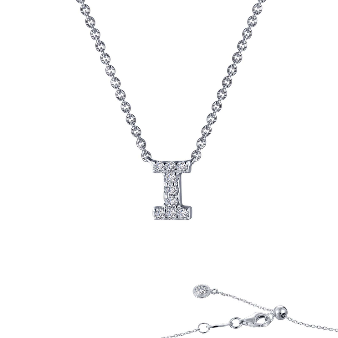 LAfonn Sterling silver C.Z Letter I Initial Necklace.