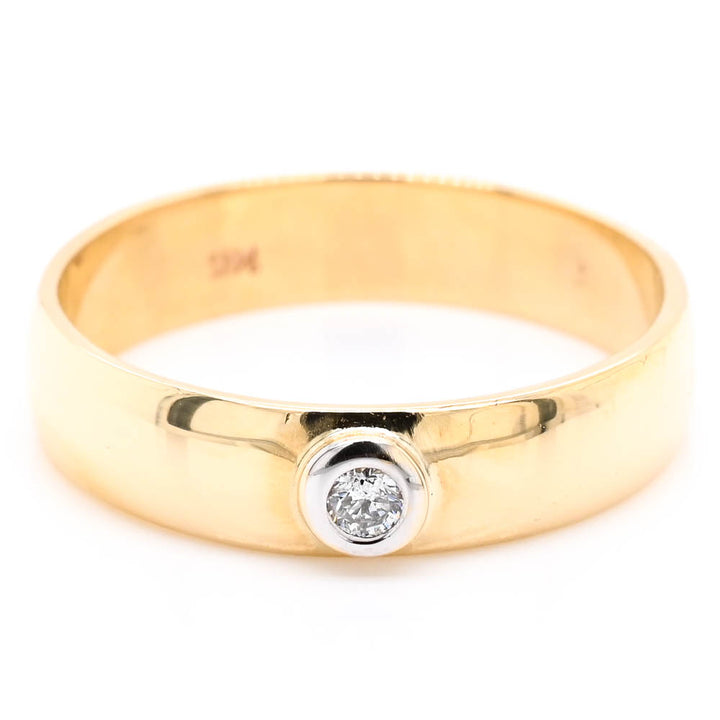 10KT Yellow Gold 0.03CT Bezel Set Diamond Wedding Band.