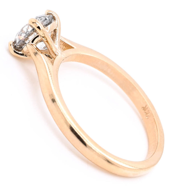 14KT Yellow Gold 1.01CT Round Brilliant Diamond Solitaire Engagement Ring.