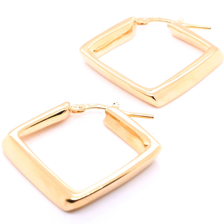 14KT Yellow Gold 23x21mm Square Small Hoop Earrings.