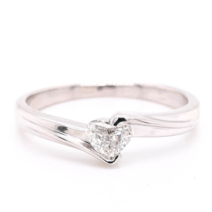 14KT White Gold 0.20CT Heart Shaped Diamond Promise Ring