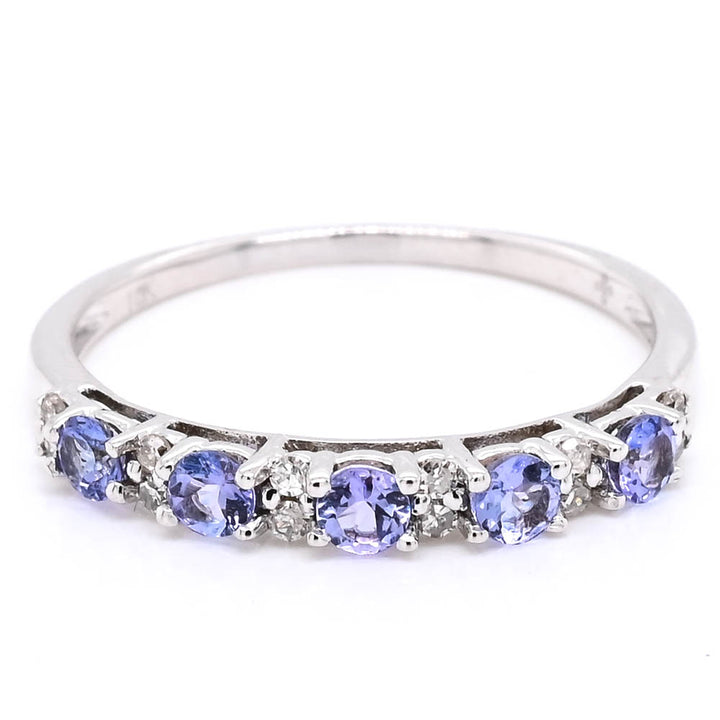 10KT White Gold Tanzanite & Diamond Band.