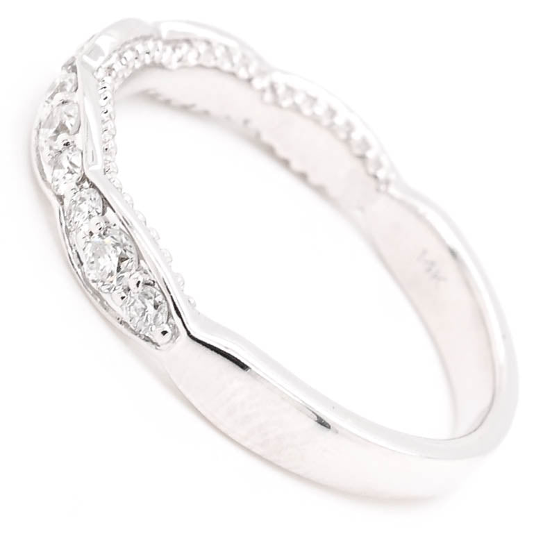 14KT White Gold 0.45CTW Diamond Wedding Band.