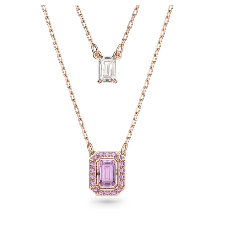 Swarovski Millenia layered necklace Octagon cut, Rose gold-tone plated