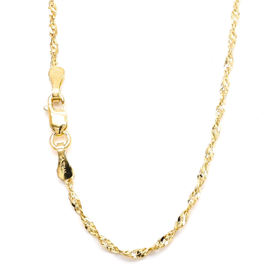 10KT Yellow Gold 18" 1.5mm Singapore Chain.