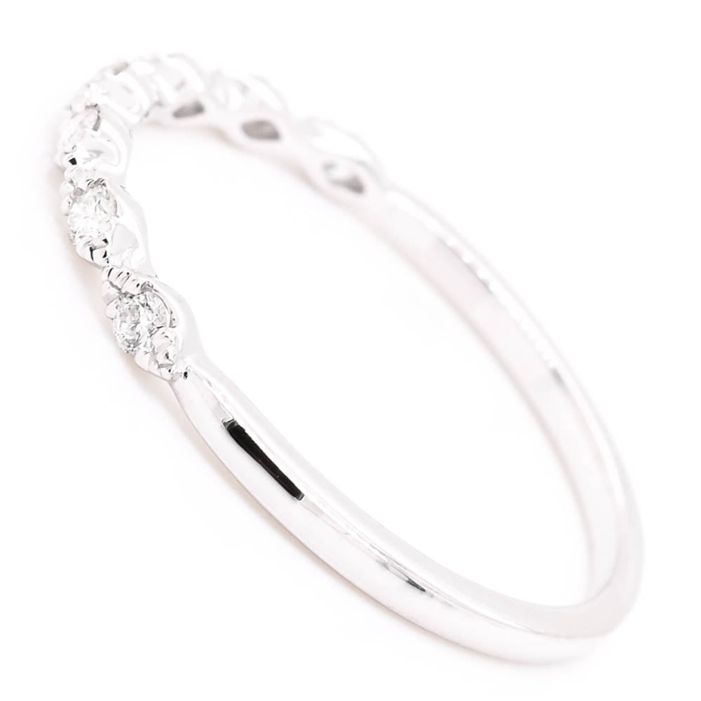 14KT White Gold 0.12CTW Diamond Wedding Band.