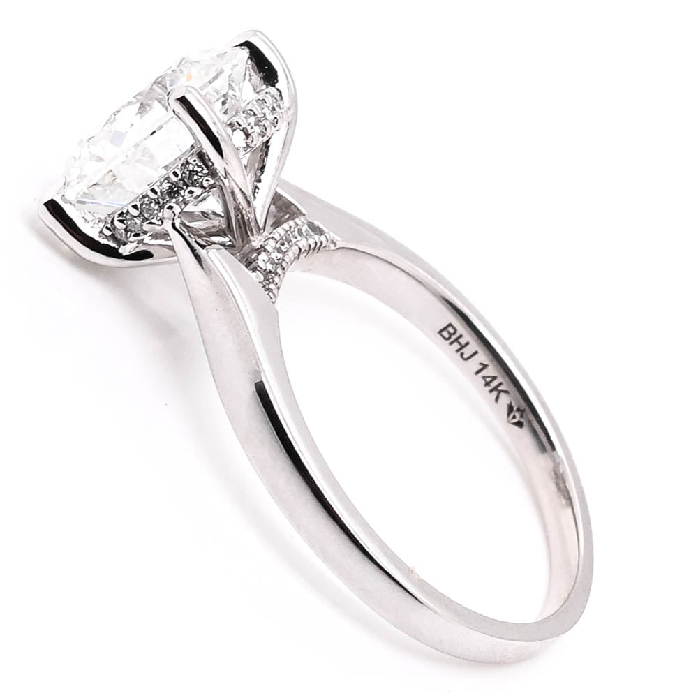 14KT White Gold 3.11CTW Round Brilliant Lab Grown Diamond Accent Engagement Ring.