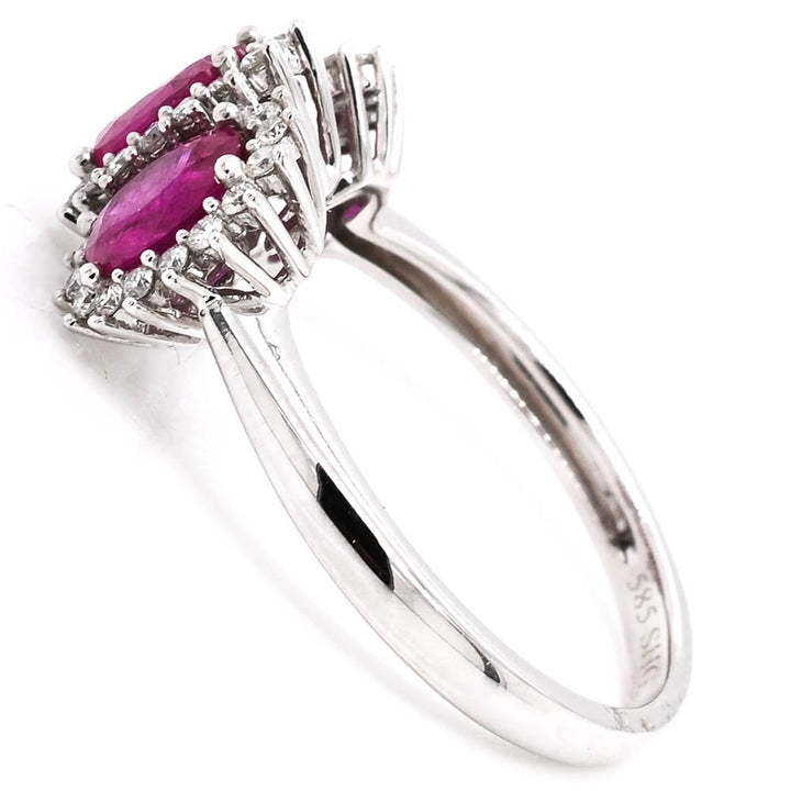 14KT White Gold 1.37CTW Ruby & Diamond Ring.