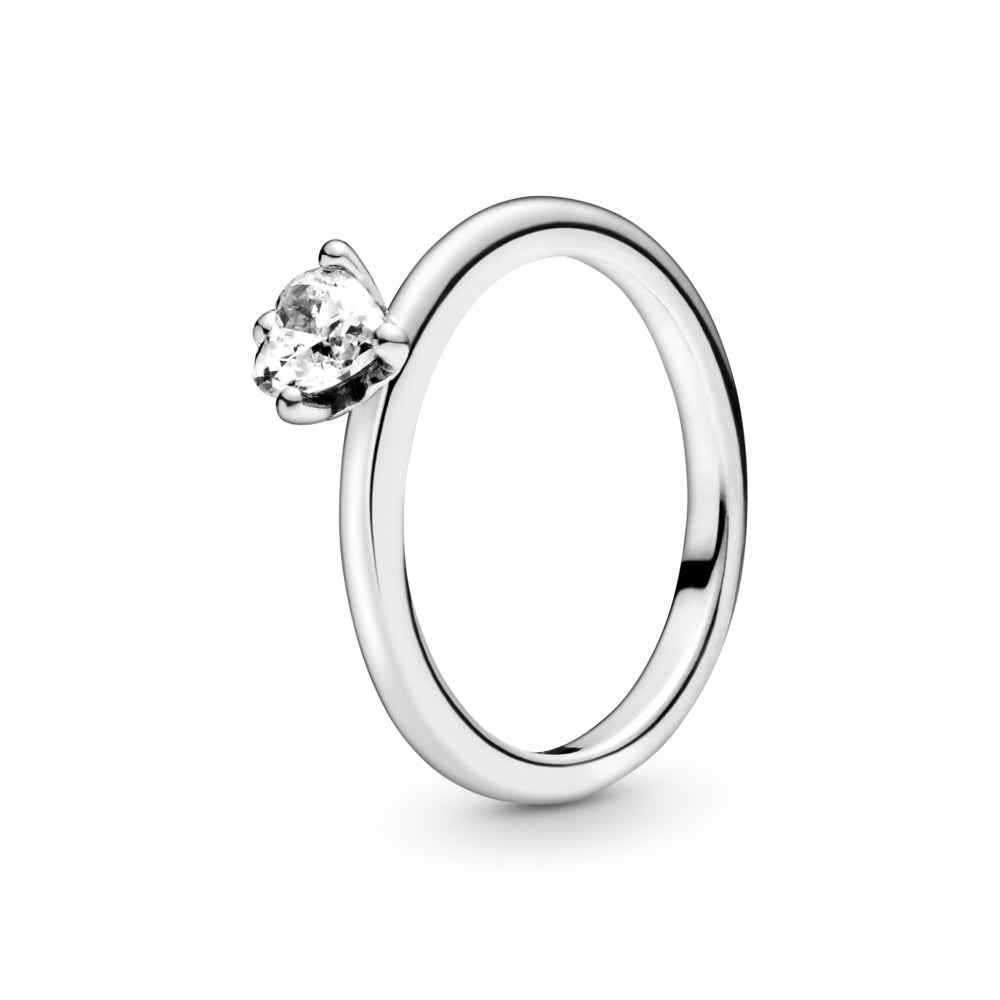 Clear Heart Solitaire Ring