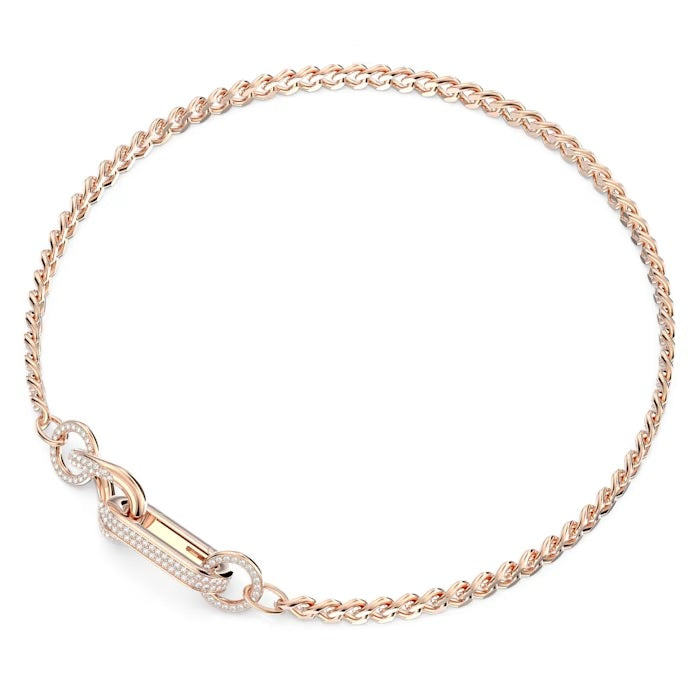 Swarovski Dextera necklace Pavé, Mixed links, White, Rose gold-tone plated