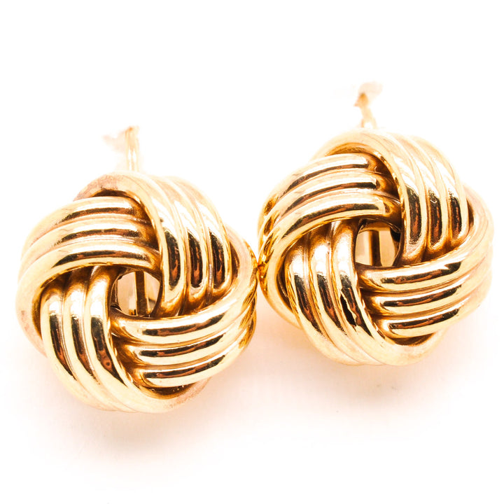 10 Karat Yellow Gold Love Knot Lever Back Earrings.