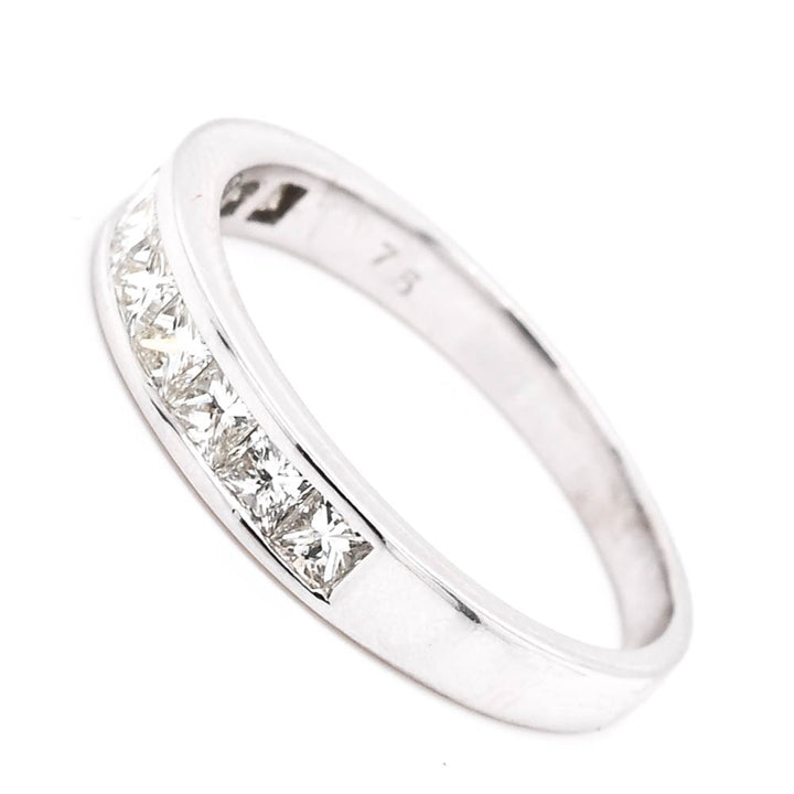 14KT White Gold 0.75CTW Princess Cut Diamind Channel Set Wedding Band.