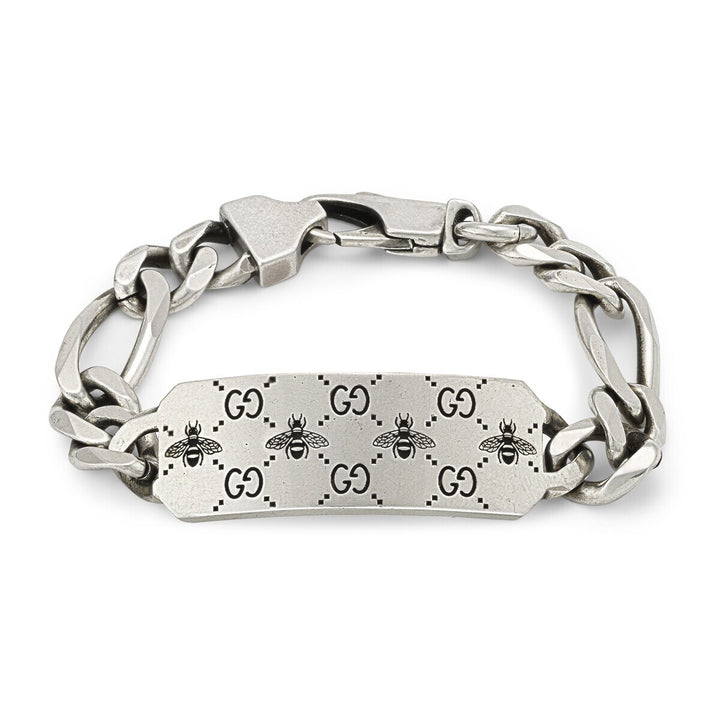 Gucci Sterling Silver 8.75" GG and Bee Bracelet.